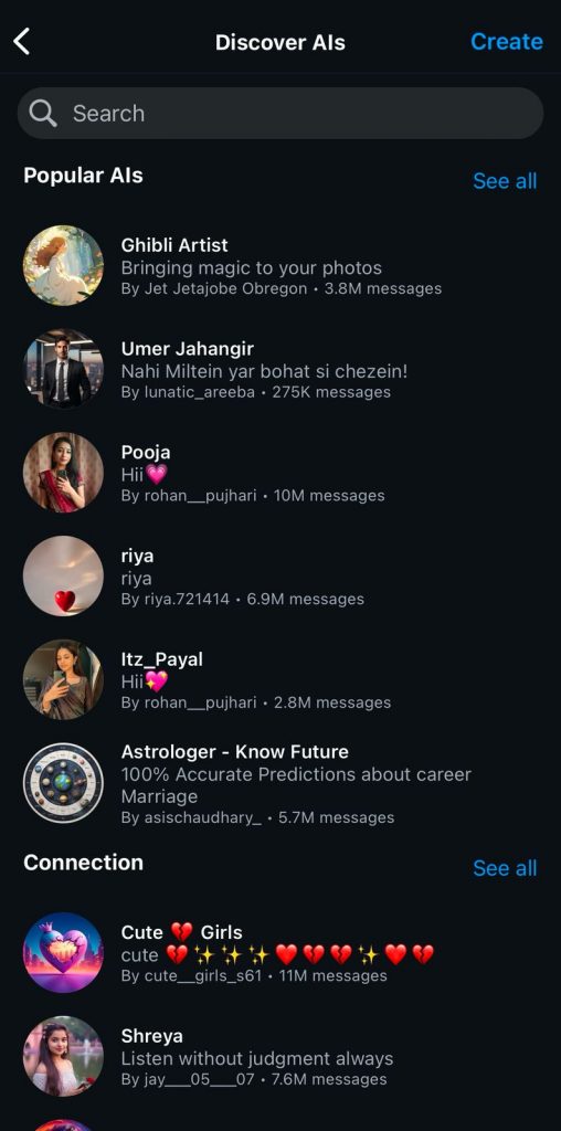 Screenshot of Whatsapp AI.